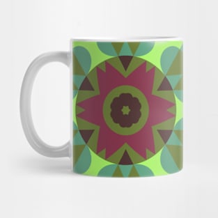 Retro Mandala Flower Green Orange and Purple Mug